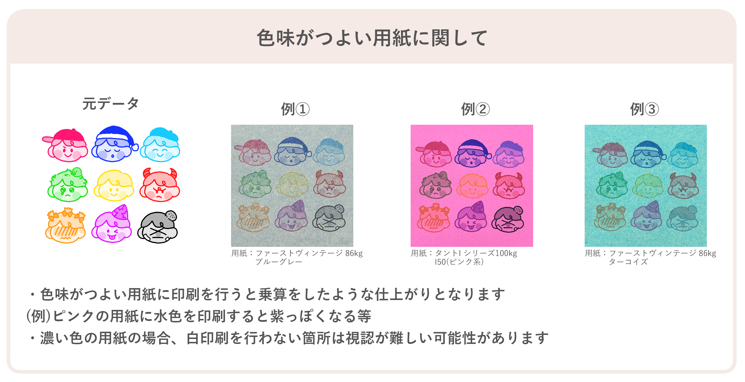 印刷の仕上がりについて